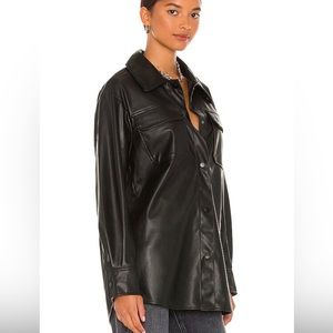 🆕 Steve Madden x Revolve Black Faux Leather Good Measure Shacket Sz Med NWT